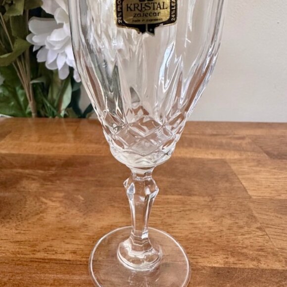 Vintage Kristal Zajecar Crystal Wine Glasses Set of 4 Made in Yugoslavia - Picture 7 of 7